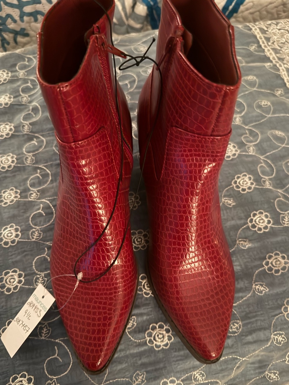 Maurice’s Point Toe Ankle Boots in Red